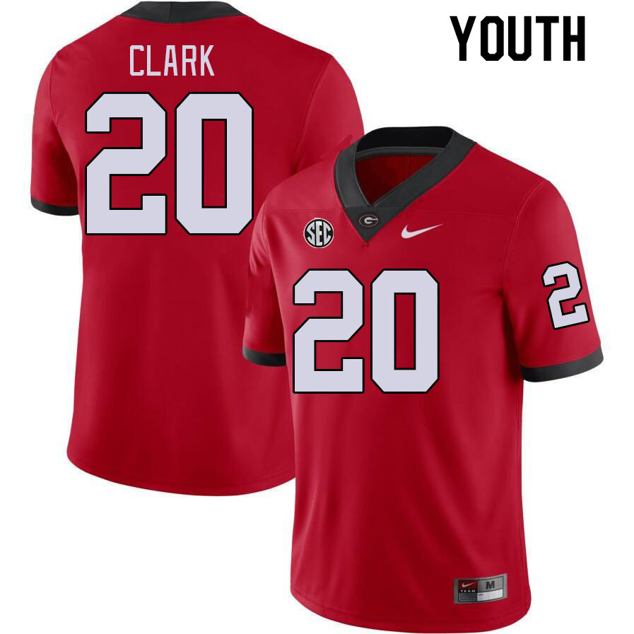 Youth #20 Sevaughn Clark Georgia Bulldogs College Football Jerseys Stitched-Red
